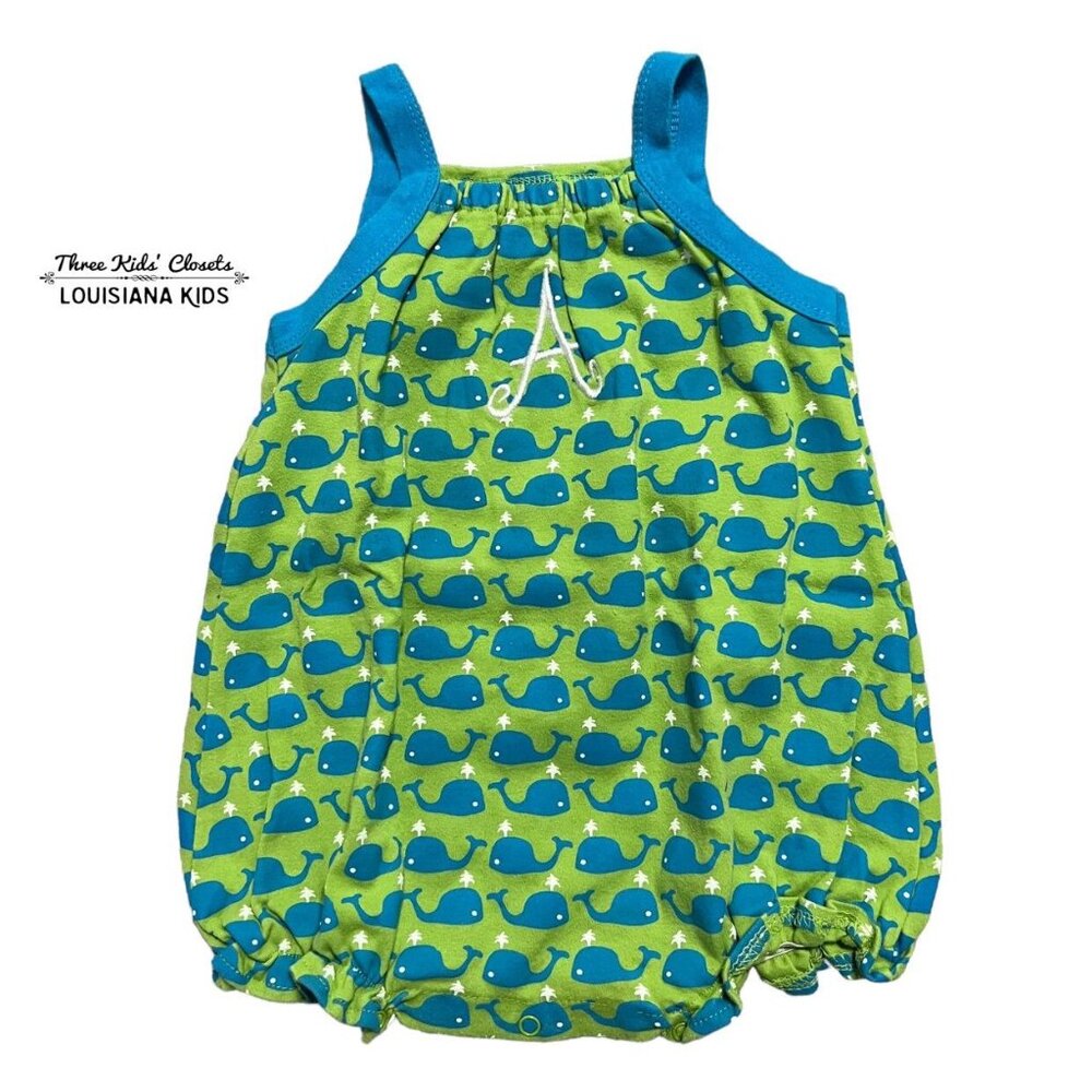 Smockadot Kids 2Y Personalized “A” Whale Bubble Romper